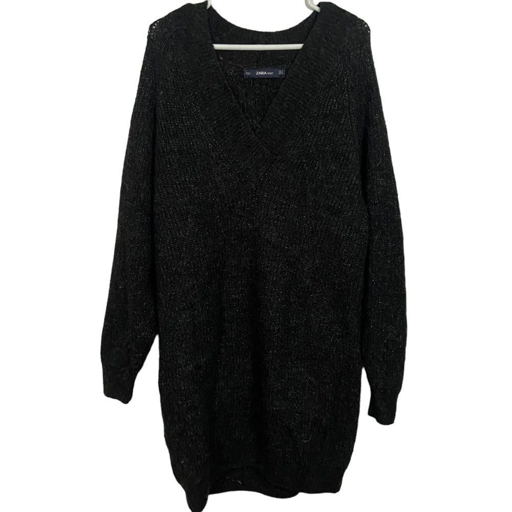 Zara Pine Green Knit Long Sleeve Sweater Dress